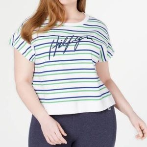 Tommy Hilfiger Sport Women's Plus Short- Sleeve Sweatshirt 2X White Top